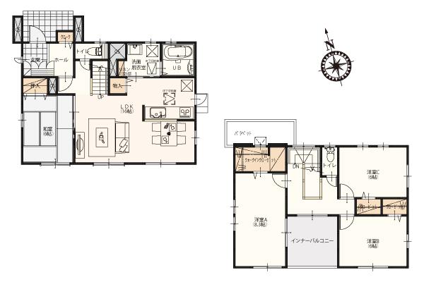 Floor plan. (L-22-2), Price 25,800,000 yen, 4LDK, Land area 200 sq m , Building area 110.25 sq m