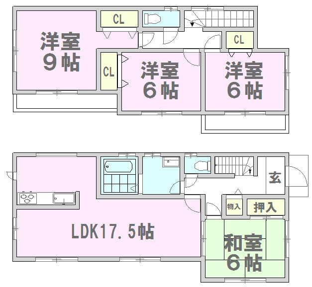 Floor plan. 20.8 million yen, 4LDK, Land area 166.86 sq m , Building area 104.33 sq m