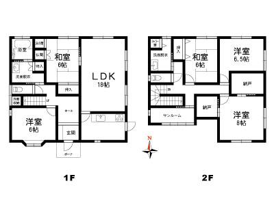 Floor plan. 21,800,000 yen, 5LDK, Land area 327 sq m , Building area 140.2 sq m