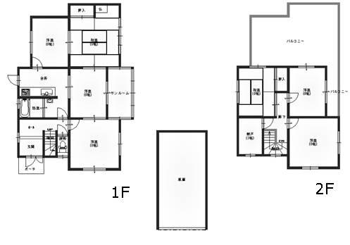 Floor plan. 14.8 million yen, 7K + S (storeroom), Land area 295.93 sq m , Number of rooms of the building area 119.24 sq m enhancement