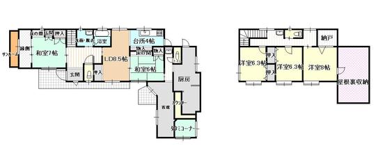 Floor plan. 23.8 million yen, 5LDK, Land area 278.49 sq m , Building area 197.73 sq m