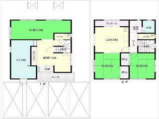Floor plan. 10 million yen, 4LDK + S (storeroom), Land area 231.42 sq m , Building area 101.02 sq m