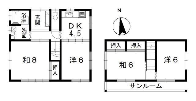 Floor plan. 6 million yen, 4DK, Land area 198.37 sq m , Building area 72.86 sq m