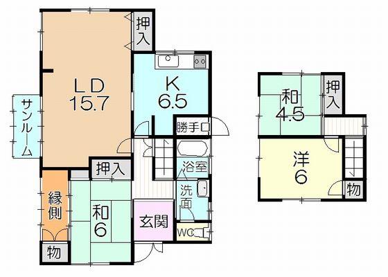 Floor plan. 13.8 million yen, 3LDK, Land area 262.2 sq m , Building area 95.1 sq m
