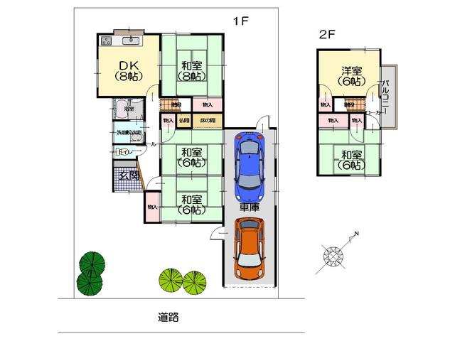 Floor plan. 8.8 million yen, 5DK, Land area 201.99 sq m , Toilet in the building area 92.73 sq m past, kitchen, There bathroom and renovation. 