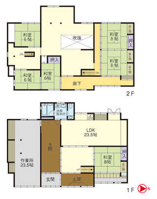 Floor plan. 9.8 million yen, 7LDK, Land area 972.89 sq m , Building area 301.68 sq m