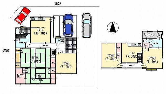 Floor plan. 14.8 million yen, 4DK, Land area 224.8 sq m , Building area 156.71 sq m parking number is possible three, You can also enjoy gardening! 