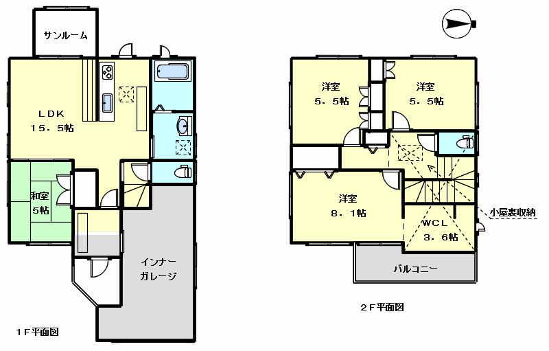 Floor plan. 23,900,000 yen, 4LDK + S (storeroom), Land area 211.34 sq m , Building area 128.36 sq m