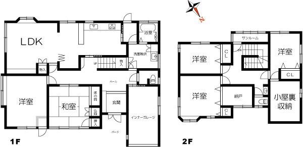 Floor plan. 22,800,000 yen, 5LDK, Land area 239.92 sq m , Building area 183.09 sq m