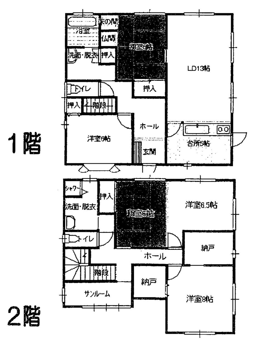 Floor plan. 21,800,000 yen, 5LDK + S (storeroom), Land area 327 sq m , Building area 140.2 sq m