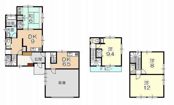 Floor plan. 11.5 million yen, 4DDKK, Land area 238.47 sq m , Building area 154.8 sq m