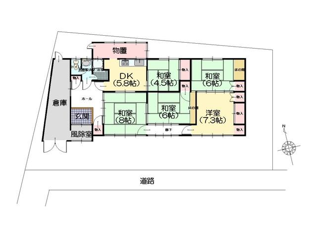 Floor plan. 3.5 million yen, 5DK, Land area 216.6 sq m , Building area 91.09 sq m