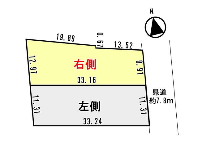 Compartment figure. Land price 7,925,000 yen, Land area 374.26 sq m Onebu Small, Medium Uchinada