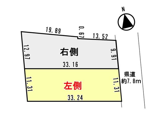 Compartment figure. Land price 7,925,000 yen, Land area 374.28 sq m Onebu Small, Medium Uchinada