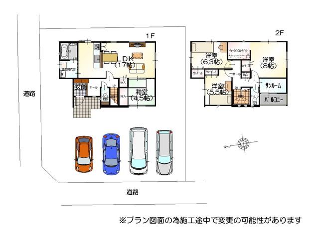 Floor plan. 21,930,000 yen, 4LDK, Land area 218.17 sq m , Although the building area 109.05 sq m quiet residential area line is also close, The sound is also not worried.
