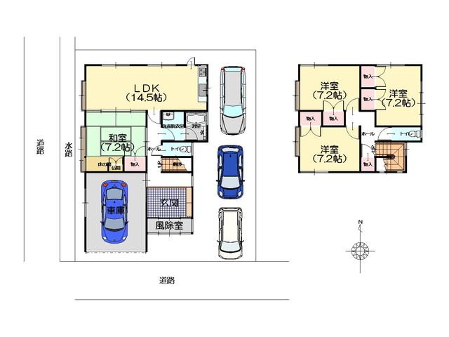 Floor plan. 15.8 million yen, 4LDK, Land area 165.32 sq m , Building area 137.8 sq m parking three! 