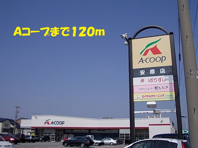 Supermarket. 120m to A Co-op (super)