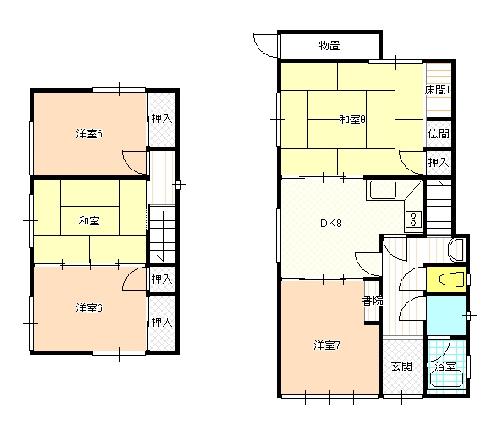 Floor plan. 8.9 million yen, 5DK, Land area 103.44 sq m , Building area 91.19 sq m