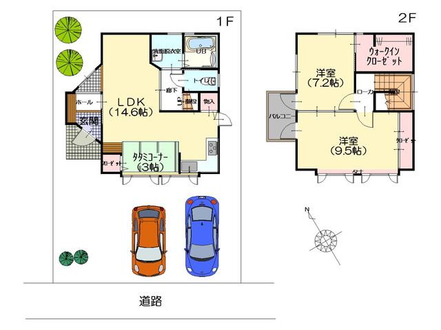 Floor plan. 22,800,000 yen, 2LDK, Land area 135.19 sq m , Building area 91.57 sq m