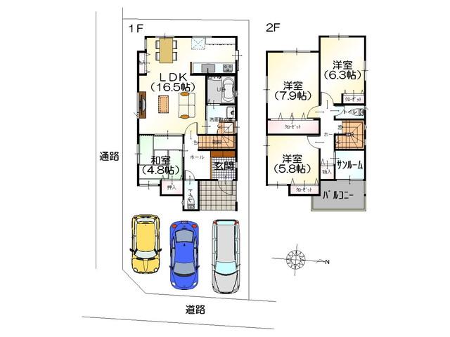 Floor plan. 23,430,000 yen, 4LDK, Land area 125.93 sq m , Building area 104.33 sq m all three compartments appearance