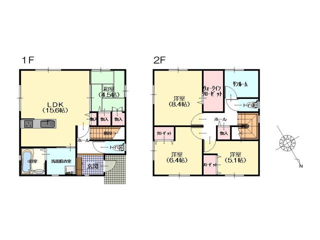 Floor plan. 26,430,000 yen, 4LDK, Land area 192.36 sq m , Building area 110.25 sq m parking up to five! Not troubled even taking a break from being your friends and relatives.