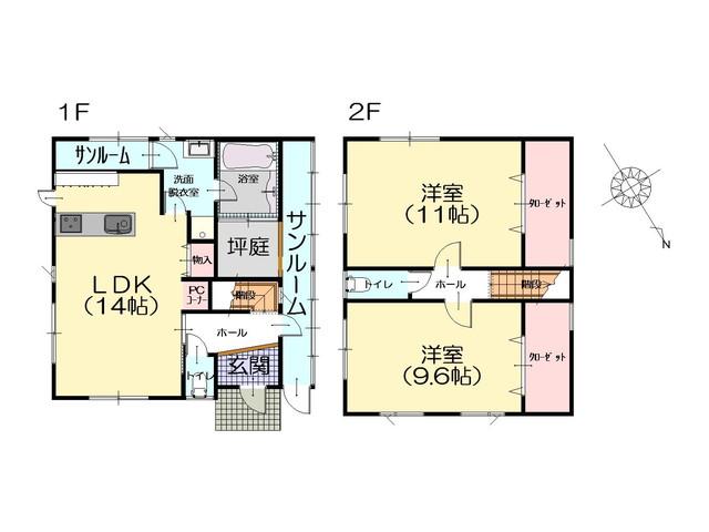 Floor plan. 18,800,000 yen, 2LDK, Land area 127.39 sq m , Building area 111.35 sq m
