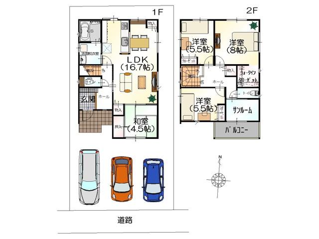 Floor plan. 23,430,000 yen, 4LDK, Land area 138.73 sq m , Building area 106.82 sq m