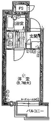 Floor plan. 1K, Price 2.1 million yen, Footprint 14.6 sq m
