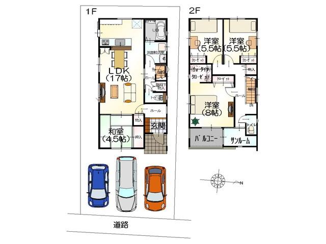 Floor plan. 22,930,000 yen, 4LDK, Land area 131.54 sq m , Building area 107.23 sq m all three compartments appearance