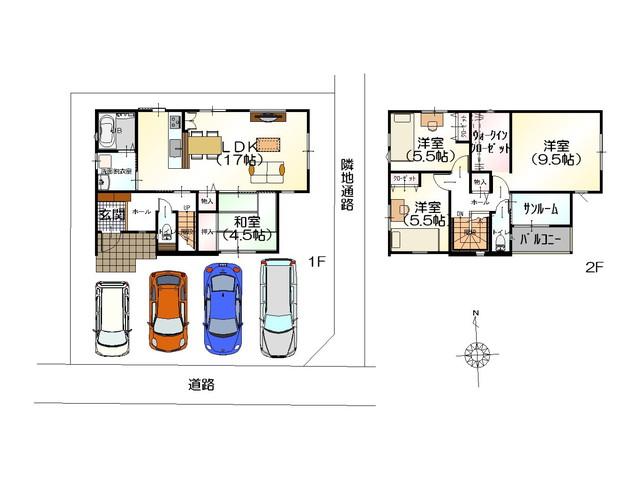Floor plan. 22,530,000 yen, 4LDK, Land area 145 sq m , Building area 109.03 sq m open also Makkusubaryu is near