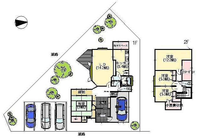Floor plan. 29,300,000 yen, 4LDK, Land area 331.48 sq m , Building area 162.62 sq m part there is a feeling of opening in the dome ceiling.