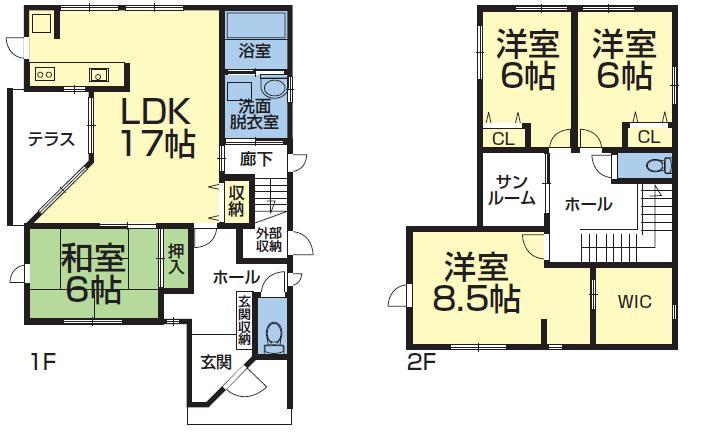 Floor plan. 33 million yen, 4LDK, Land area 135.01 sq m , Building area 119.96 sq m
