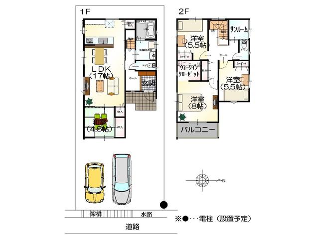 Floor plan. 23,630,000 yen, 4LDK, Land area 141.21 sq m , Building area 108.47 sq m low-carbon housing! Live utility costs also from at the best deals.