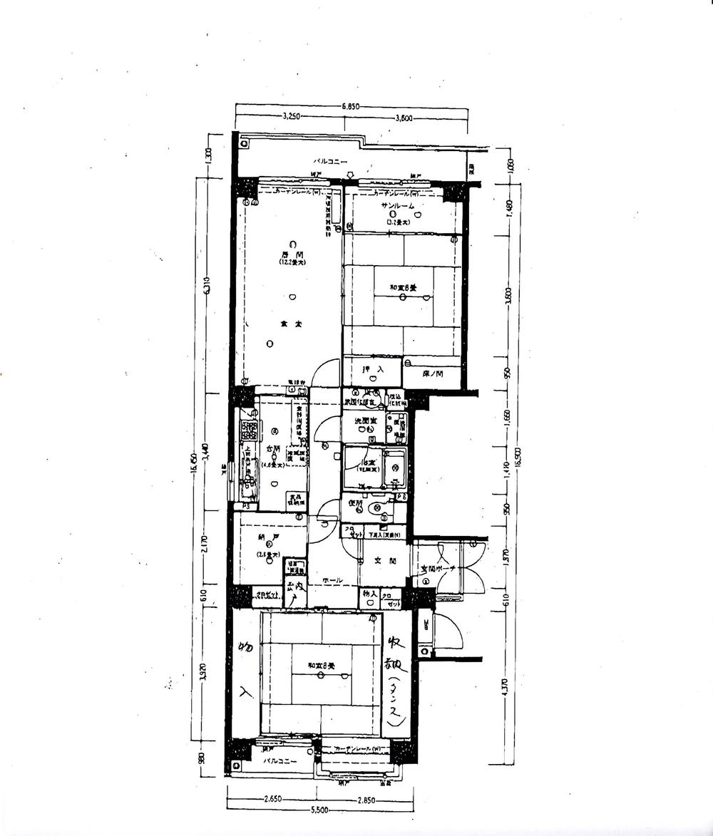 Floor plan. 2LDK, Price 15 million yen, Occupied area 93.45 sq m , Balcony area 5 sq m Floor