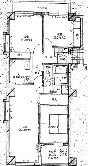 Floor plan. 3LDK, Price 9.8 million yen, Footprint 72.5 sq m , Balcony area 9.72 sq m immediately Available