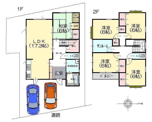 Floor plan. 23.8 million yen, 5LDK, Land area 142.93 sq m , Large residential appearance of 5LDK in building area 130.83 sq m popular area! 