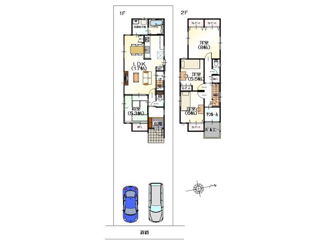 Floor plan. 23,930,000 yen, 4LDK, Land area 168.59 sq m , Building area 105.99 sq m site is east-facing spacious 50 square meters! It is a comfortable eco-home!