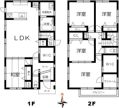 Floor plan. 22,170,000 yen, 5LDK, Land area 119.16 sq m , Building area 122.14 sq m