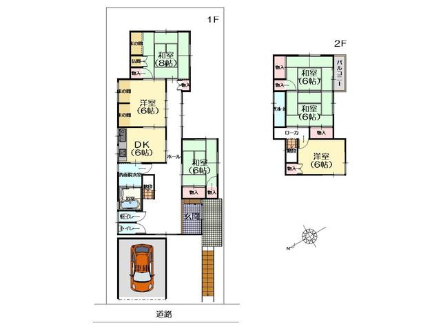 Floor plan. 14.8 million yen, 6DK, Land area 199.74 sq m , Building area 129.6 sq m outer wall and the bath, Wash the renovation in the past