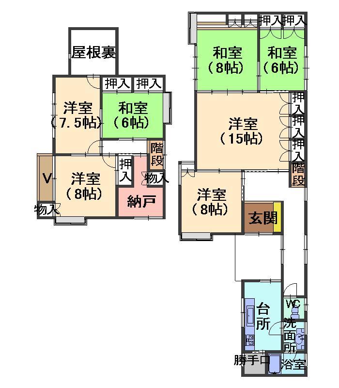 Floor plan. 28 million yen, 7DK + S (storeroom), Land area 231 sq m , Building area 161.35 sq m