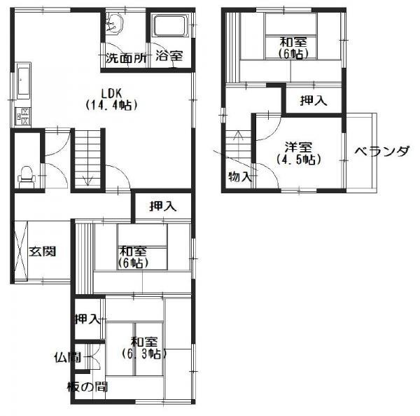 Floor plan. 12.8 million yen, 4LDK, Land area 187.76 sq m , Building area 95.74 sq m
