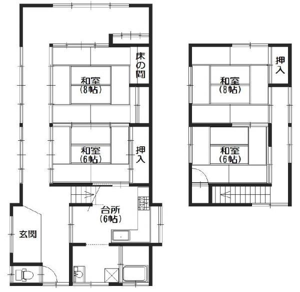 Floor plan. 15.5 million yen, 4DK, Land area 229.17 sq m , Building area 109.87 sq m