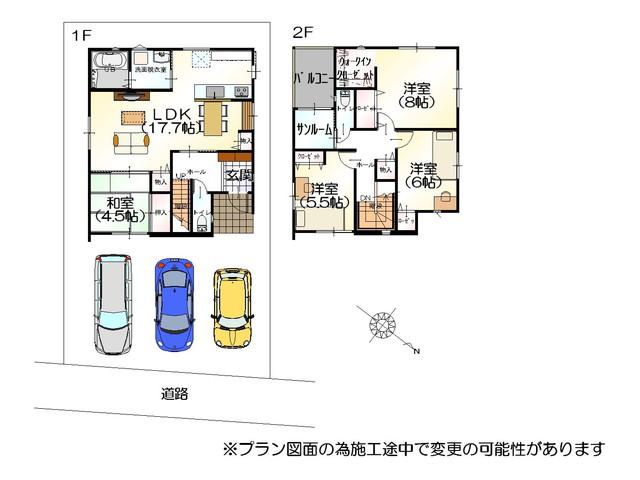Floor plan. 24,430,000 yen, 4LDK, Land area 142.31 sq m , Also felt taste of the four seasons from the building area 109.85 sq m street trees.