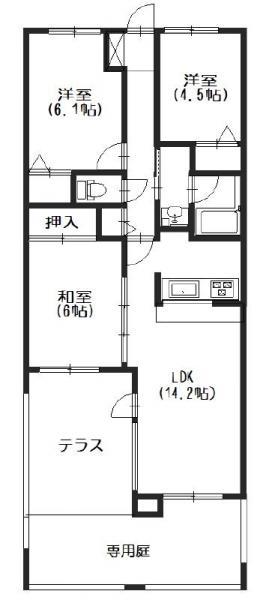 Floor plan. 3LDK, Price 9.8 million yen, Occupied area 63.46 sq m