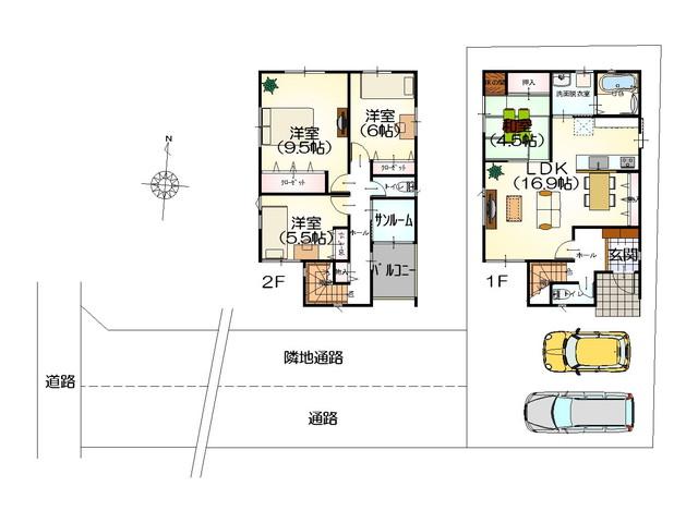 Floor plan. 20,930,000 yen, 4LDK, Land area 127.27 sq m , Building area 107.92 sq m