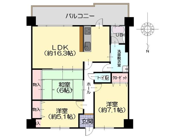 Floor plan. 3LDK, Price 13 million yen, Occupied area 71.55 sq m , Balcony area 14.88 sq m indoor large-scale renovated! The room is another world!