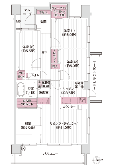 Floor: 4LDK + WIC + FC, the occupied area: 80.54 sq m, Price: 33,480,000 yen