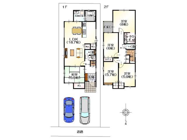 Floor plan. 22,330,000 yen, 5LDK, Land area 135.29 sq m , Building area 118.05 sq m energy-saving performance is also large high loan tax cut low-carbon certified housing.