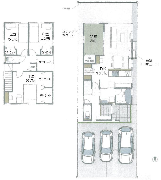 Floor plan. 18,930,000 yen, 4LDK, Land area 133.42 sq m , Building area 108.26 sq m