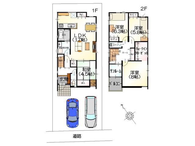 Floor plan. 21,330,000 yen, 4LDK, Land area 126.48 sq m , Building area 110.13 sq m popular walk-in closet with